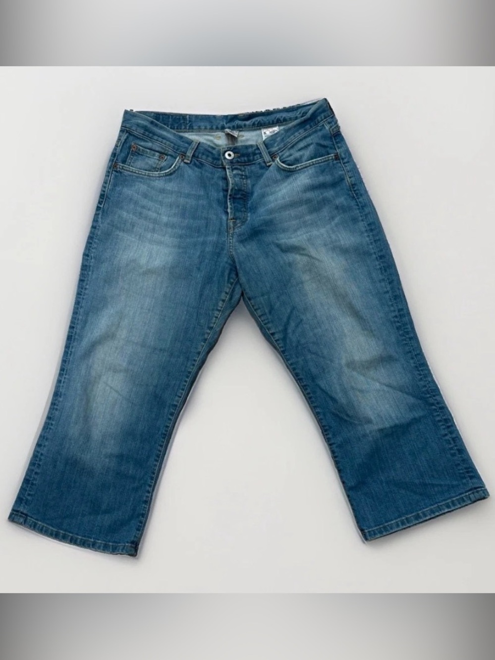 Lucky Brand Women’s Blue Denim Cropped Jeans Size 12 Mid Rise 5-Pocket